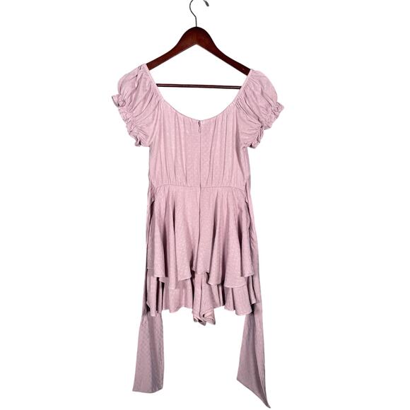 Altar’d State Haisley Romper Womens Medium Purple Ruffled Zips Ties Boho casual - Picture 4 of 5